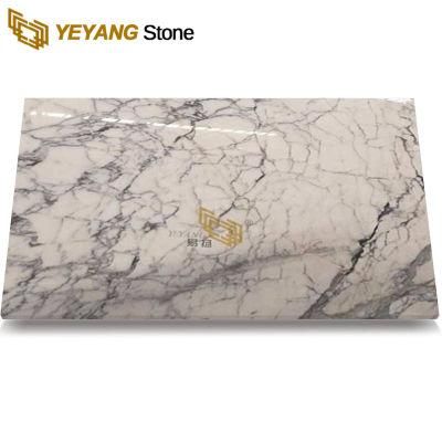 High Gloss Polished Fine Line Snow White Pure Marble Tile