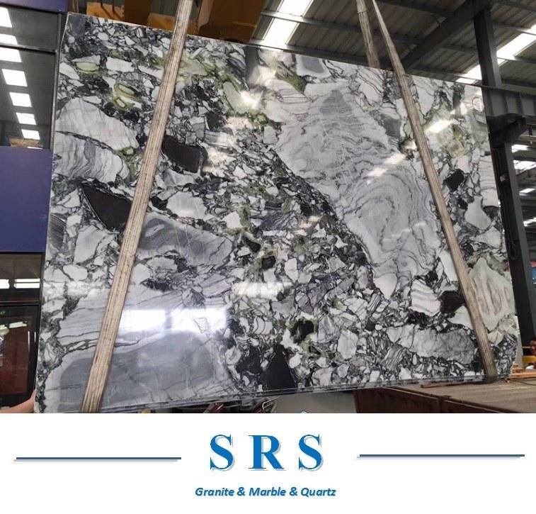Chinese Ice Jade Green Marble Slab for Flooring and Background Wall Bathroom Tile