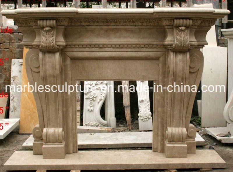 Exquisite Elegant Pure Hand Carved Marble Fireplace (SYMF-068)
