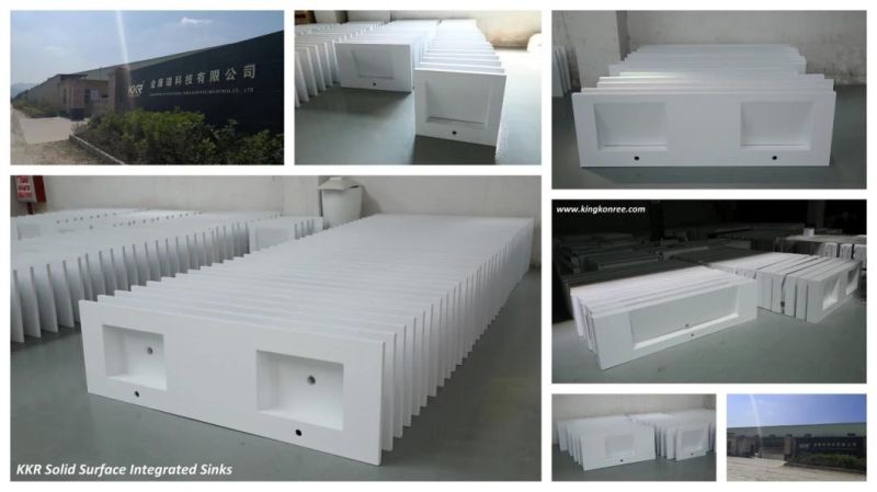 Customized Marble Textured Solid Surface Stone Bathroom Vanity Tops for Projects