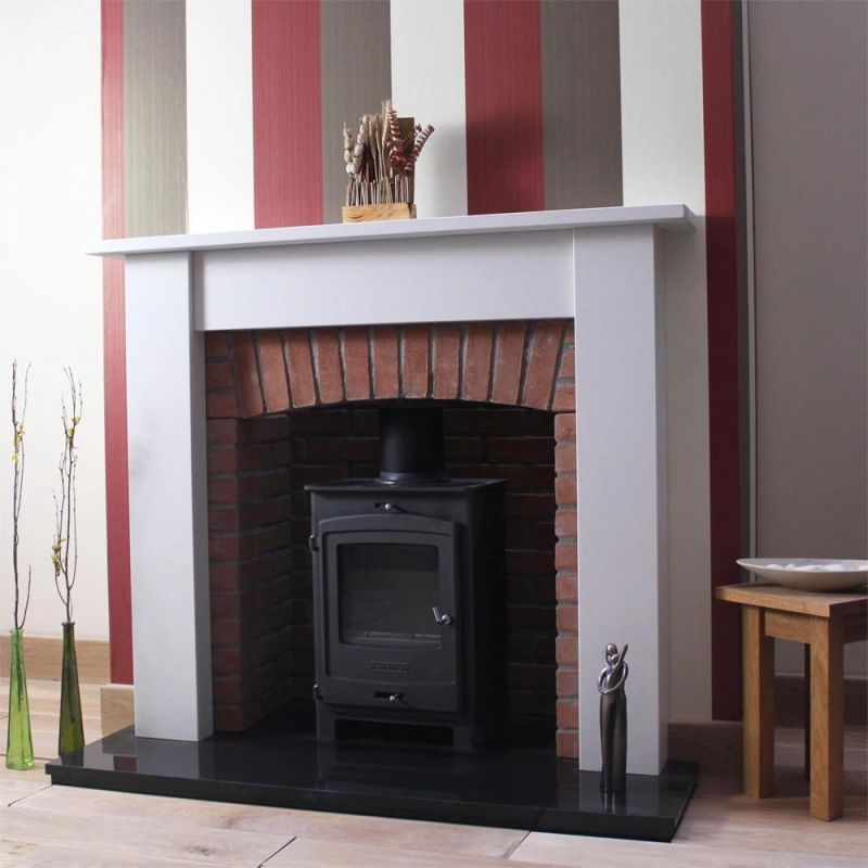 Indoor White Limestone Marble Fireplace Customized Size Fireplaces Mantles Surround