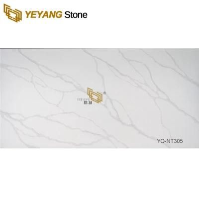 Engineered Stone White Calacatta Quartz Slab China Suppliers for Kitchen/Bathroom/Projects