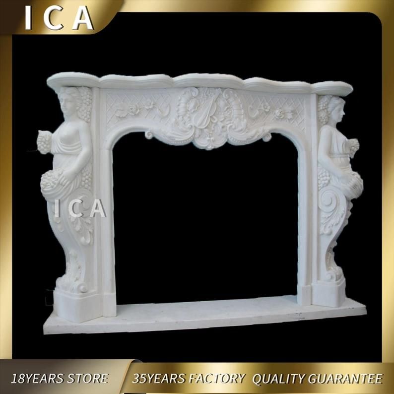Indoor Natural Marble Fireplace and Stone Fireplaces