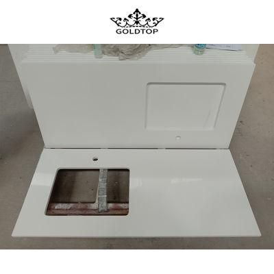 Solid Surface Pure White/Black/Grey Artificial Stone Quartz Countertop/Worktop/Benchtop/Vanity Top for Hotel/Apartment Project