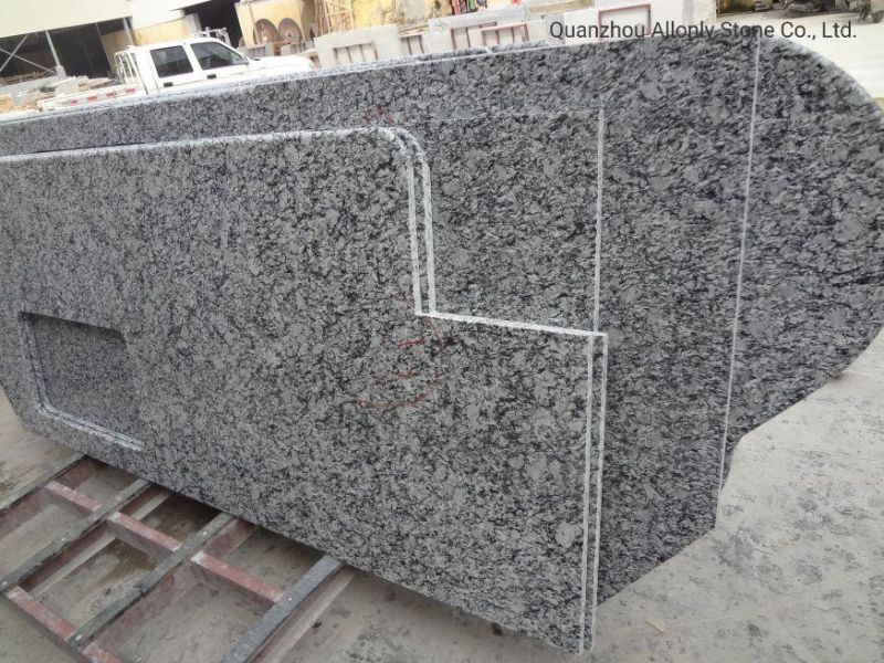 Natural Spray White Grey Granite Kitchen Countertop Stone Benchtop