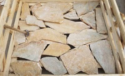 Natural Yellow Slate Irregular Flagstone for Flooring Garden Paving