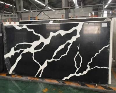 Calacatta Black Night Lightning Quartz Countertop Slabs
