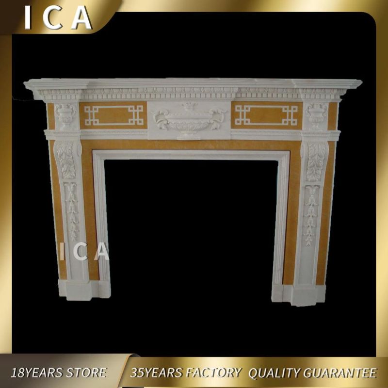 Good Carving Modern Large Mix Color Marble Fireplace