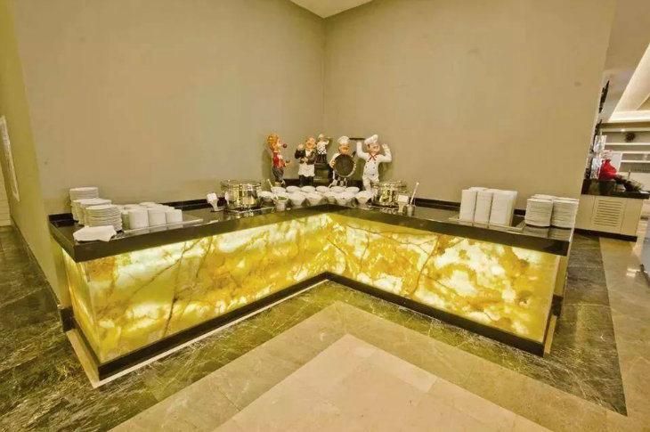 Hotel Buffet Restaurant Dining Table Countertop Onyx Reception Desk for Dinner and Breakfast