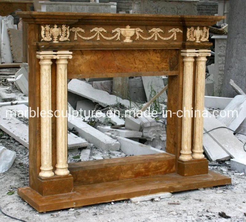 Wholesale Natural Stone Carved Marble Stone Fireplace (SYMF-194)