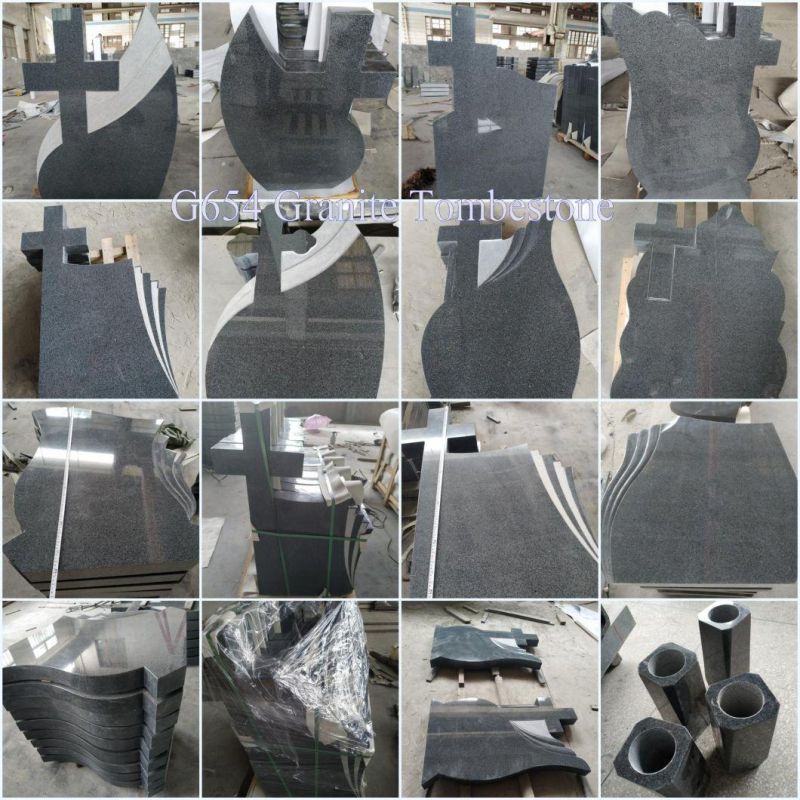 Customerized Made Red/Gray/Black/Green/ Brown Granite European Headstone Tombstone