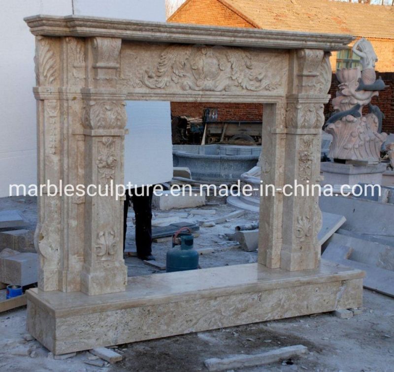 High Quality Home Decoration Antique Exquisite Marble Fireplace (SYMF-125)
