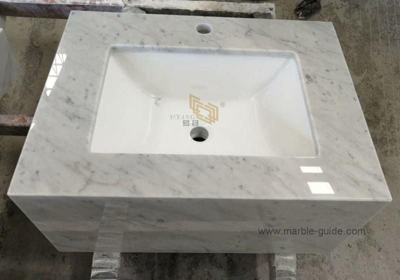 China Guangxi Carrara Bianco/White Marble Tiles for Staicase/Kitchen/Bathroom/Vanity/Countertop Factory
