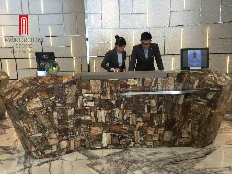Moreroom Stone Interior Countertop / Wall /Table Top / Flooring Design Translucent Semi Precious Stone Petrified Wood Stone
