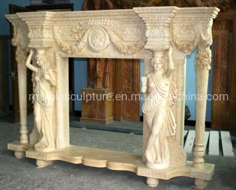 New Design Decorative Marble Fireplace Carved Figure Statue (SY-MF363)