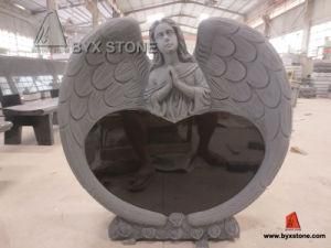 Natural Stone Angel Headstone Monument / Headstone with Heart