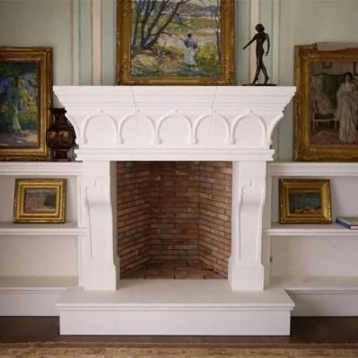 White Marble Italian Tuscan Carving Fireplace