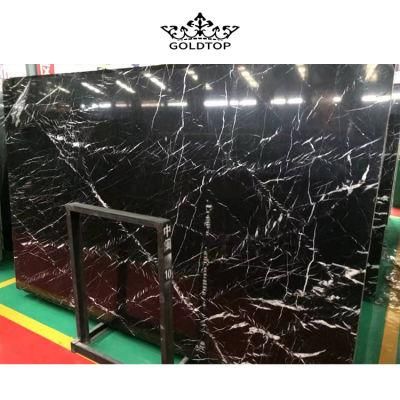 Natural Stone Polished Indoor Decoration Black Marquina Slab Marble Countertop