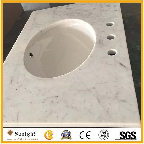 Comtomize Natural Stone Carrara White Marble Vanity Top for Bathroom