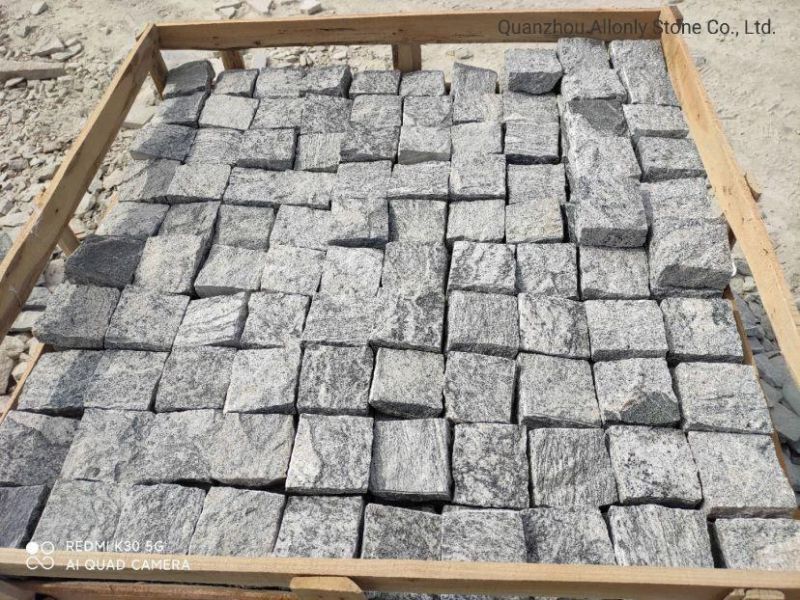Road Construction Outdoor Stone Paving Tiles Jupara White Granite Cobblestone