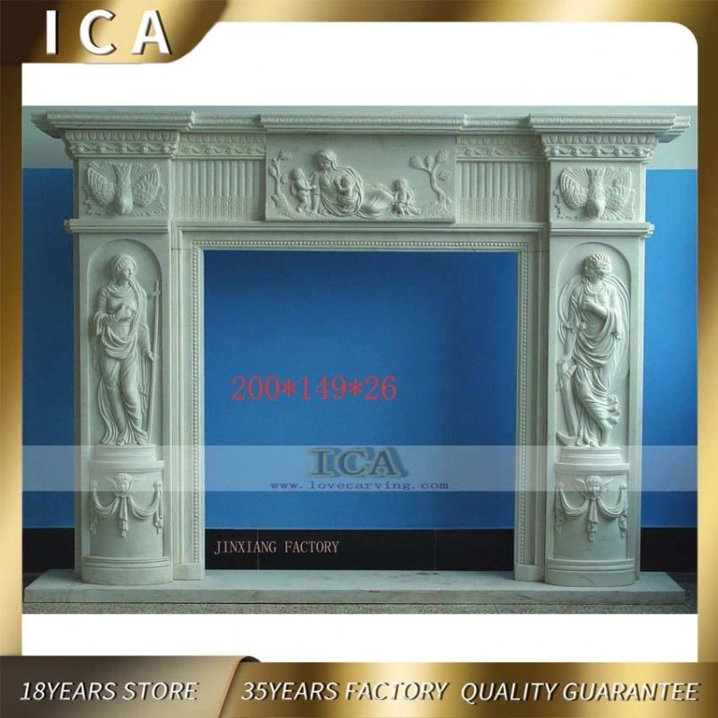 Luxury Large Natural Stone Hand Carved Marble Statue Fireplace