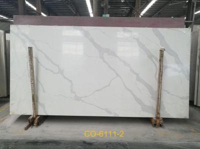 White Co-6111-2 Artificial Calacatta Quartz Stone Slab Used for Home Decoration