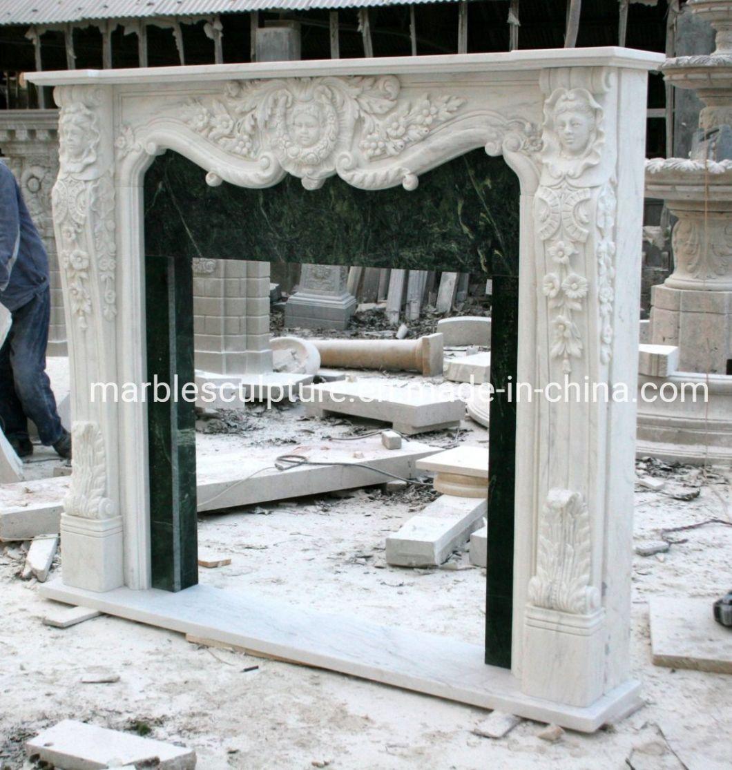 High Quality New Decoration Stone Sculpture Marble Fireplace (SYMF-026)