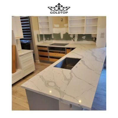 Artificial Stone Factory Price Calacatta White Stone Slab Quartz Floor/Wall Tiles/Countertop/Cabinet/Vanity