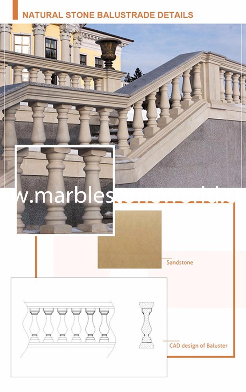 Customized White/Yellow/Red/Black Granite/Marble Stair/Railling/Column/Handrails/Baluster for Decoration