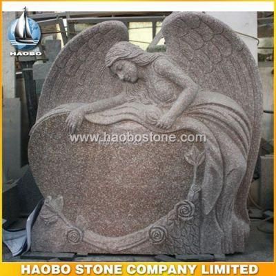 American Style Pink Granite Reclining Angel Heart Monument