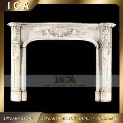 Simple Style Modern Stone White Marble Fireplace Mantel for Home