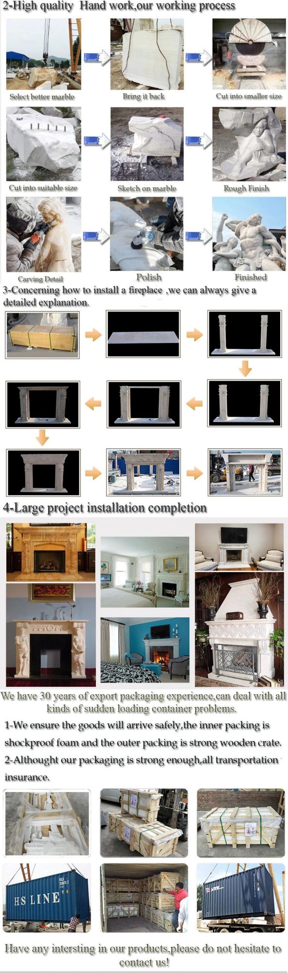 Hot Sale Factory Direct Supply Natural Stone Fireplace Mantle White Marble Fireplace Surround