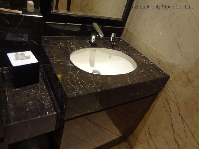 China Natural Emperador Dark Marble Top Vanity Table for Bathroom