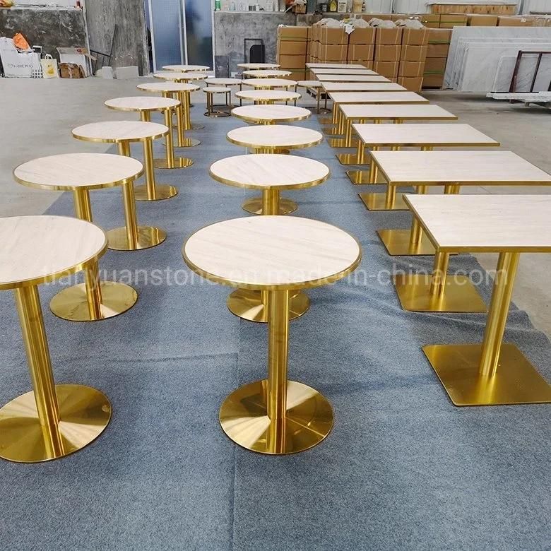 Modern Style Natural Marble Square Dining Room Tables