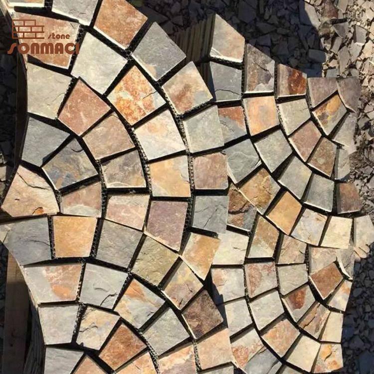 Rusty Slate Fan Shaped Stone on Net Paver