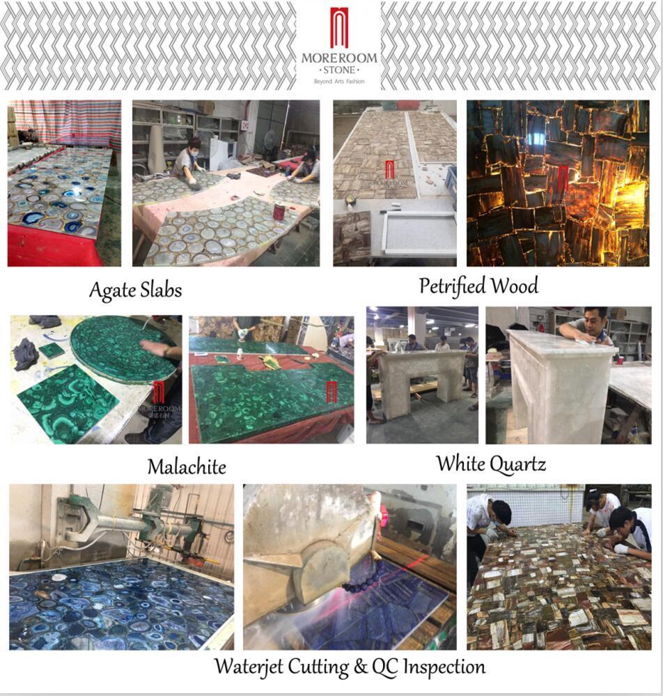 Luxury Stone Translucent Semi Precious Stone Amazonite Green Granite with Glass or Aluminum Honeycomb Base