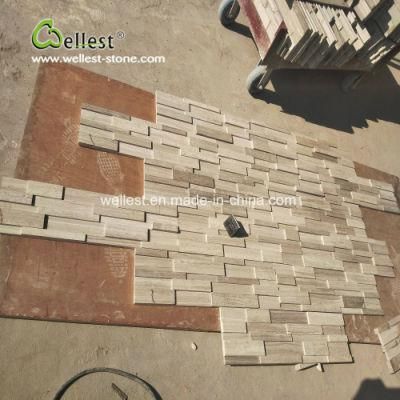 White Wood Marbles Stacked Stone Veneer, Culture Stone for Wall Caldding