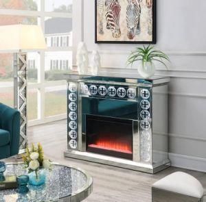 2022 New LED Crushed Diamond Mirrored Fireplace