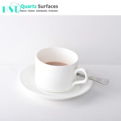 Super White Quartz Stone for Kitchen Countertop with Cabinet