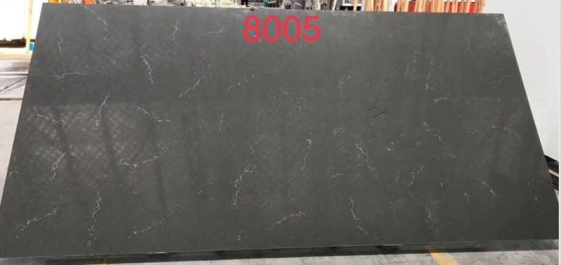 Carrara White/Gray Artificial Quartz Slabs for Countertops/Work Tops/Table Tops