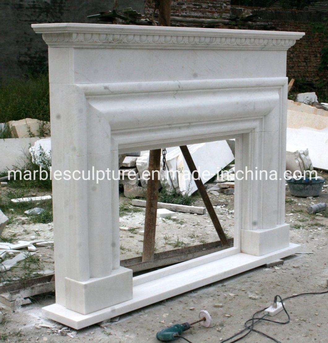 Hand Carving Classic Simple Stone Mantel Marble Fireplace (SYMF-143)