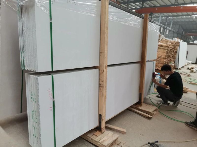 China Manufacturer of Artificial Pure White Plain Marble Stone Slabs