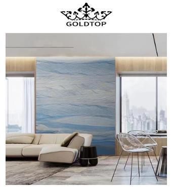 So Popular Romantic Azul Blue Natural Marble for Kitchen Top Decoration
