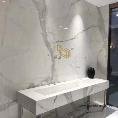 Polished Natural Calacatta White Marble Slab for Floor/Wall/Kitchen Top/Bathroom Vanity Top