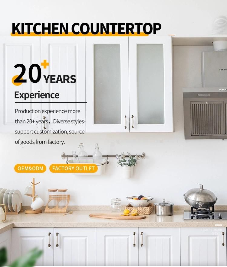 White Wood Grain Kitchen Furniture Built in Modern Drawers Top Kitchen Cabinets Designs with Marble Kitchen Countertops