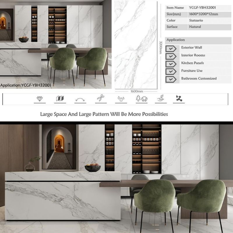 China Factory Artificial Sintered Stone Porcelain Slab Carrara White Marble Natural Granite Quartz Stone Kitchen Top Countertop Customized with Cabinet