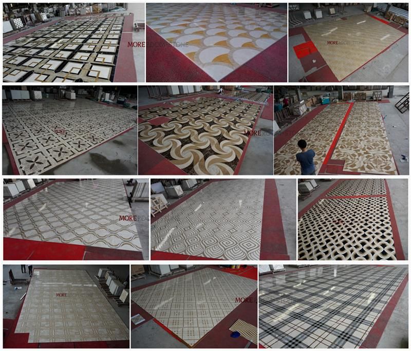 Luxury Villa Waterjet Flooring Tile Marble Inlay Tile Bathroom Floor Tile Medallion
