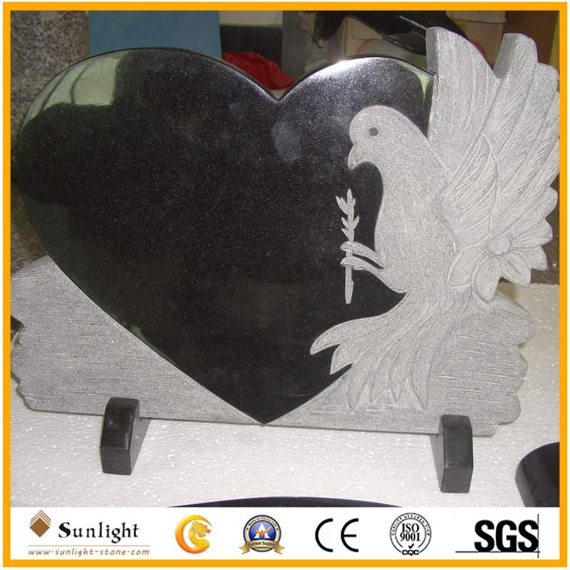Tombstone Supplier Shaxni Black Granite Flowers for Tombstone