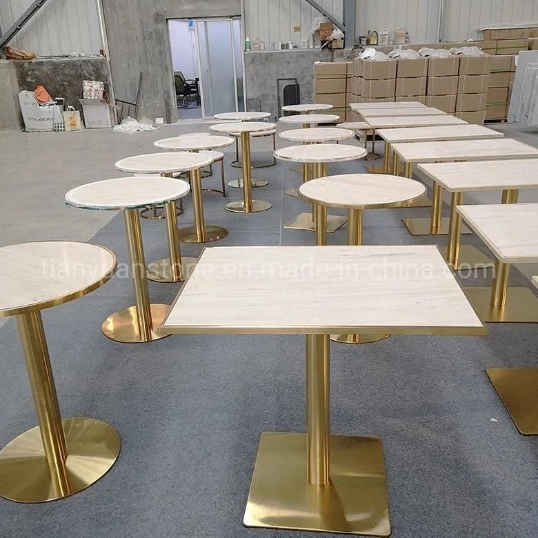 Modern Style Natural Marble Square Dining Room Tables