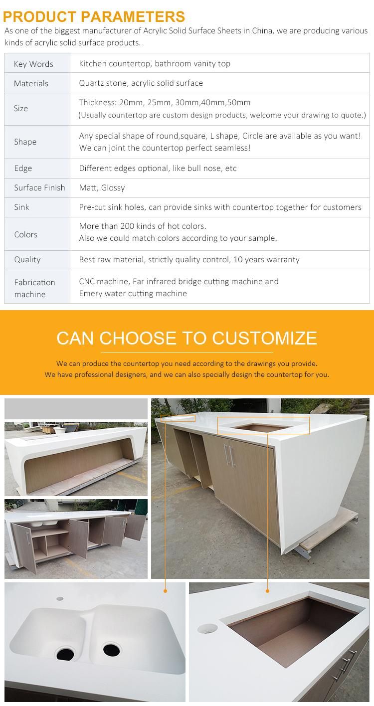 Artificial Kitchen Countertops Stone Solid Surface Kitchen Island Worktop Counter Top